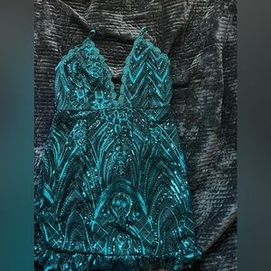 Emerald Green Sequin Embellished Dress
